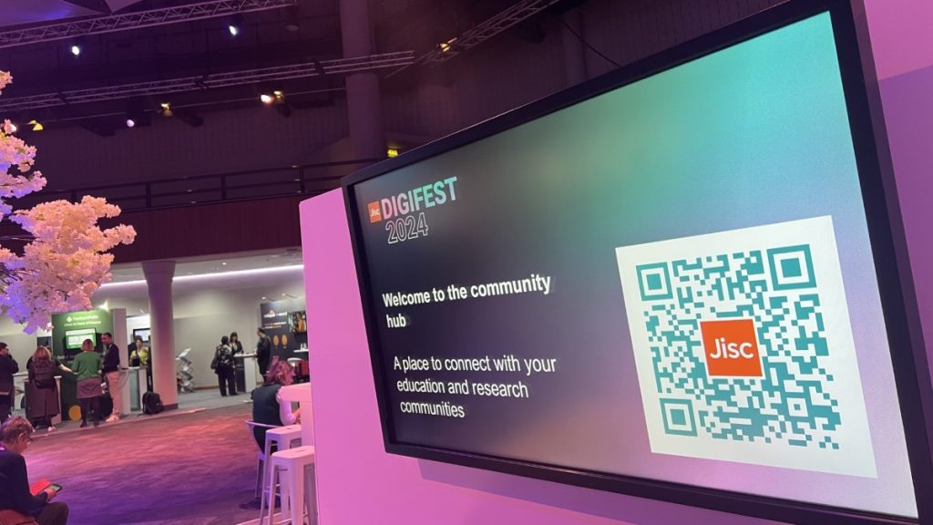 Shot of a screen highlighting the community hub area at Digifest 2024